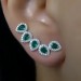 Brinco Ear Cuff Gotas Verdes em Prata 925