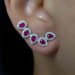 Brinco Ear cuff Gotas Pink em Prata 925
