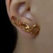 Ear Cuff Geométrico com Cristal Fume e Banho de Ouro
